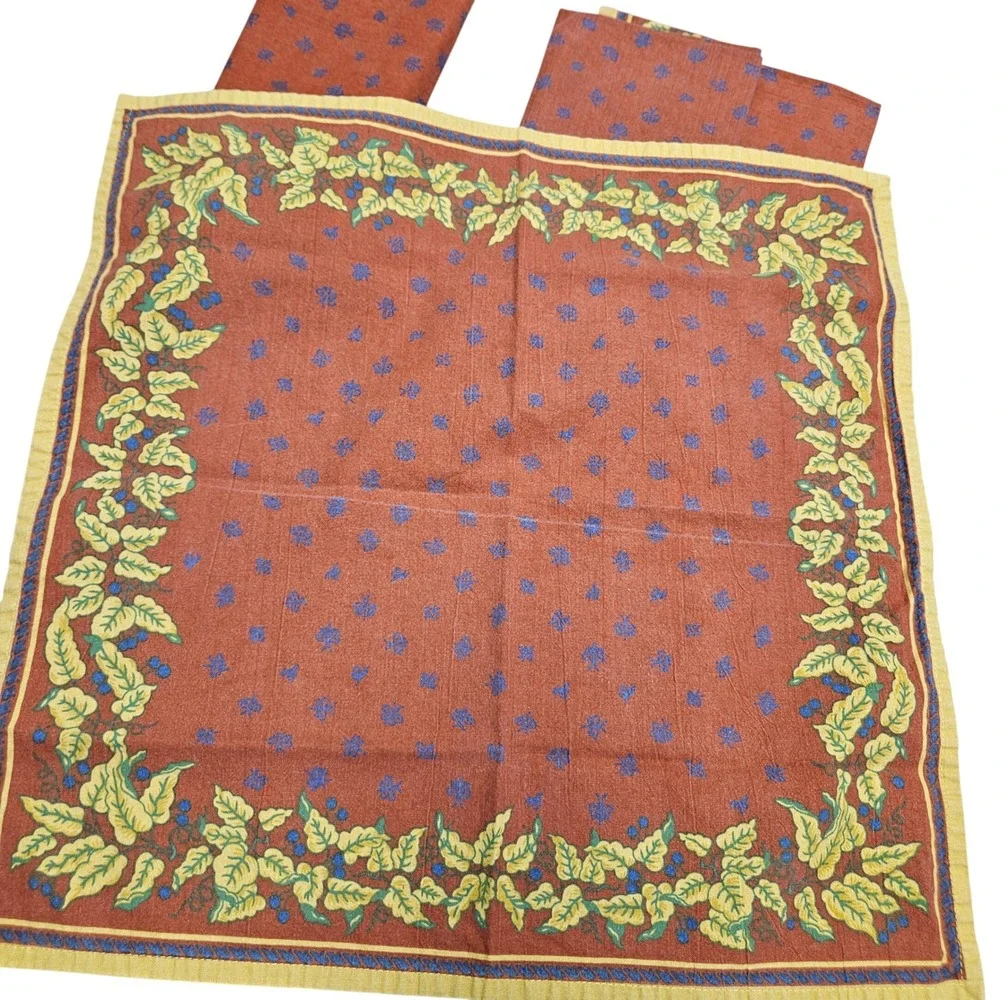 Set of 4 French Country Berry Leaf Print Cotton Napkins‎ Dinner Table Decor